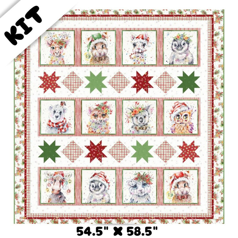 Christmas Friends Quilt KIT 54.5" x 58.5 " - Little Darlings Christmas