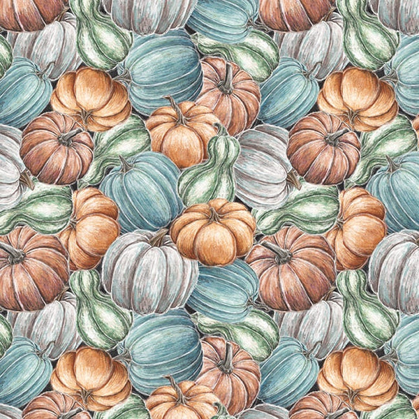 Stacked Pumpkins - Priced by the 1/2 Yard/Cut Continuous - Late Summer Harvest by Lily Ford for Blank Quilting - 3306-33