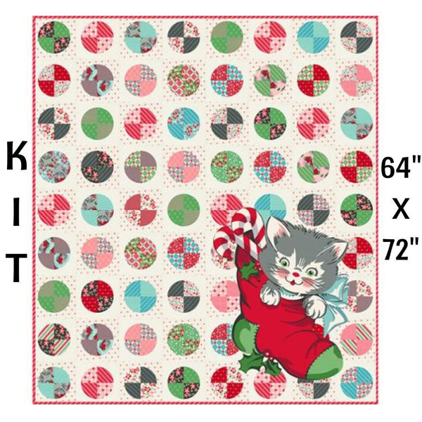 Here Comes Santa Claws Quilt Kit - 64" x 72" - Kitty Christmas by Urban Chiks for Moda Fabrics - KIT31200