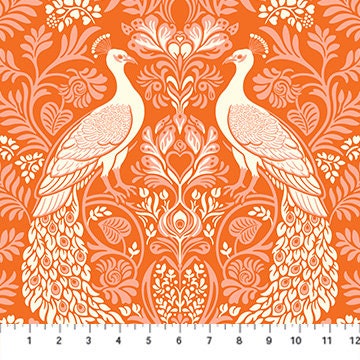 Rogue & Scoundrel Tangerine - Priced by the Half Yard/Cut Continuous - Wild Abandon by Heather Bailey for Figo Fabrics - 90892-56