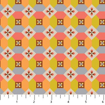 Mosaic Citrus - Priced by the Half Yard/Cut Continuous - Trade Winds by Kathy Doughty for Figo Fabrics - 90863-52