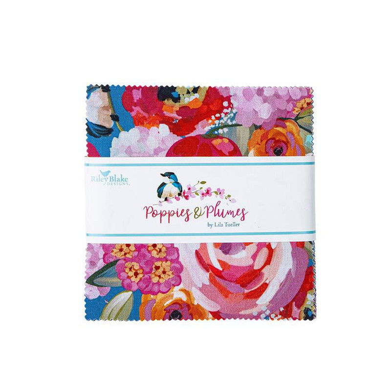 Poppies and Plumes 5" Charm Pack - Lila Tueller for Riley Blake Designs - 42 pcs - 5-14290-42