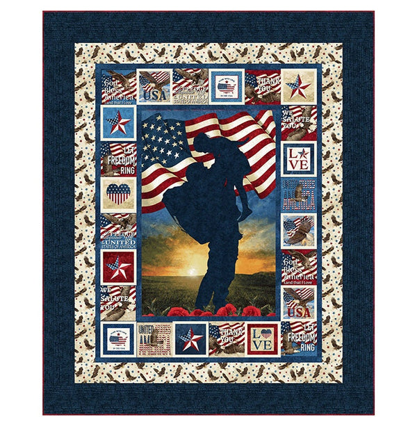 Around the Block Quilt Pattern - 64" x 78" - PineRose Designs - Featuring Stonehenge Stars and Stripes 12 - PTN3240