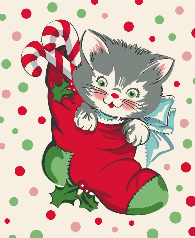 Kitty Christmas "Fluffy Biscuits" Quilt Kit - 70" x 77"