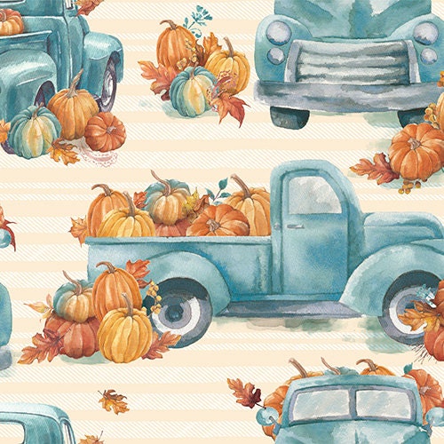 Pumpkin Pickup Cream - Priced by the 1/2 Yard/Cut Continuous - Pumpkin Please by Courtney Morgenstern for 3Wishes Fabric - 22209-CRM