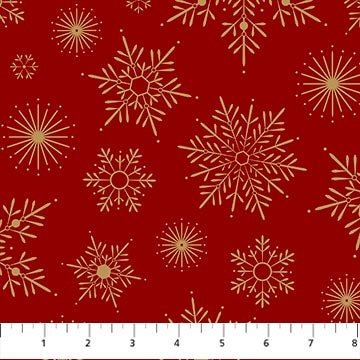 Snowflake Sparkle Red/Metallic - Priced by the Half Yard/Cut Continuous - Sparkle - Northcott Fabrics - P26993M-24