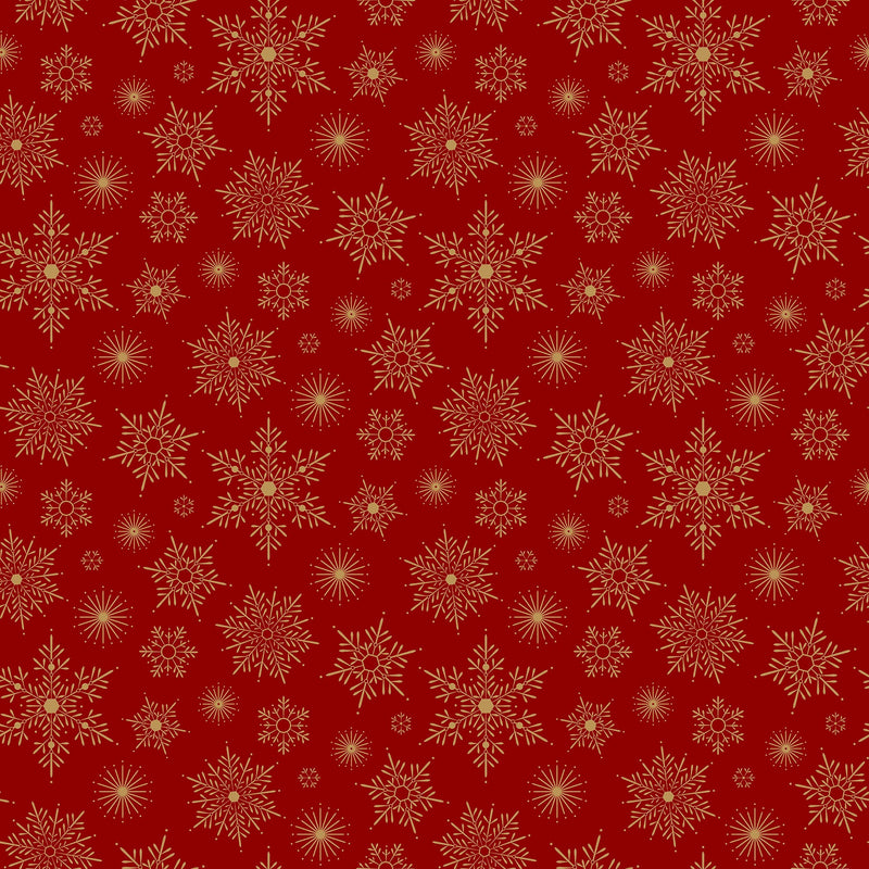 Snowflake Sparkle Red/Metallic - Priced by the Half Yard/Cut Continuous - Sparkle - Northcott Fabrics - P26993M-24