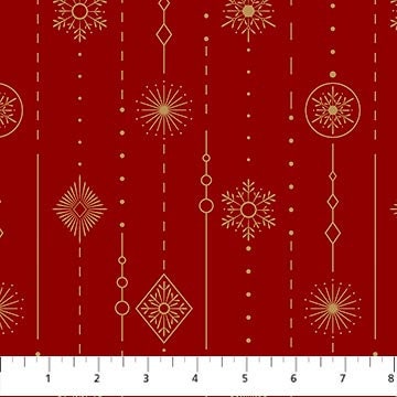 Ornament Stripe Sparkle Red Metallic - Priced by the Half Yard/Cut Continuous - Sparkle - Northcott Fabrics - P26994M-24