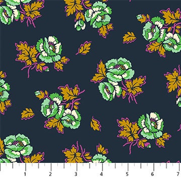 Unbound Midnight - Priced by the Half Yard/Cut Continuous - Wild Abandon by Heather Bailey for Figo Fabrics - 90894-45