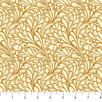 Passing Fancy Gold - Priced by the Half Yard/Cut Continuous - Wild Abandon by Heather Bailey for Figo Fabrics - 90896-11