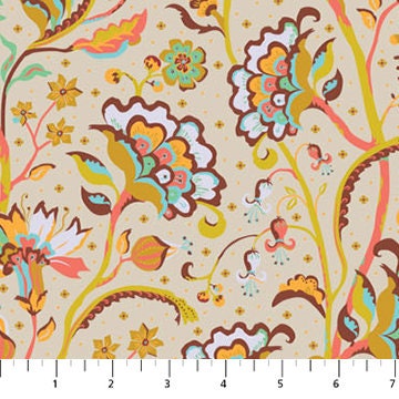 Chintz Ivory - Priced by the Half Yard/Cut Continuous - Trade Winds by Kathy Doughty for Figo Fabrics - 90860-12