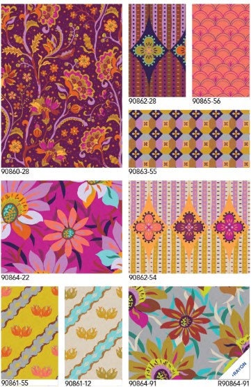 Treasure Flower Dusk - Priced by the Half Yard/Cut Continuous - Trade Winds by Kathy Doughty for Figo Fabrics - 90864-91