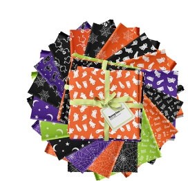 Black & Boo Fat Quarter Bundle - 18 pcs - Benartex Fabrics - FQBOOPK