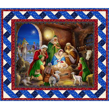 A King is Born Quilt Kit - Ribbon Border Quilt - Nativity - QT Fabrics - 46.5” x 54.5”