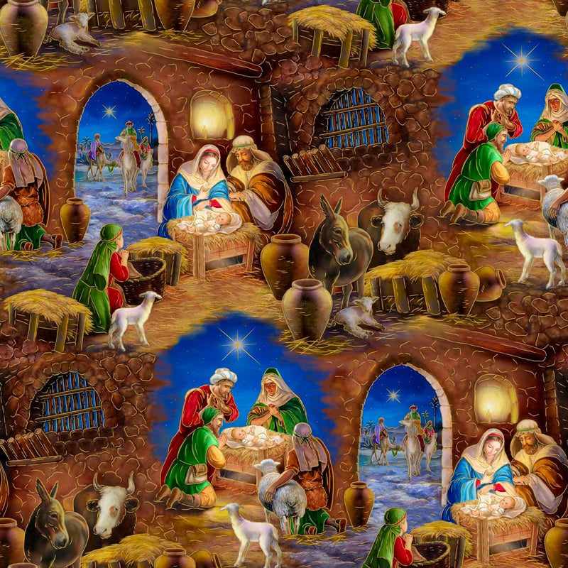 Nativity Vignettes - Priced by the Half Yard/Cut Continuous - A King is Born by Menga for QT Fabrics - 30411-X