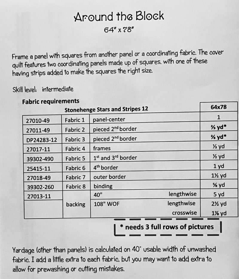 Around the Block Quilt Pattern - 64" x 78" - PineRose Designs - Featuring Stonehenge Stars and Stripes 12 - PTN3240