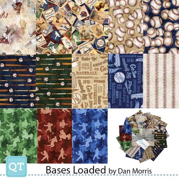 Tossed Baseball Players Sand - Priced by the 1/2 Yard/Cut Continuous - Bases Loaded by Dan Morris for QT Fabrics - 30344 E