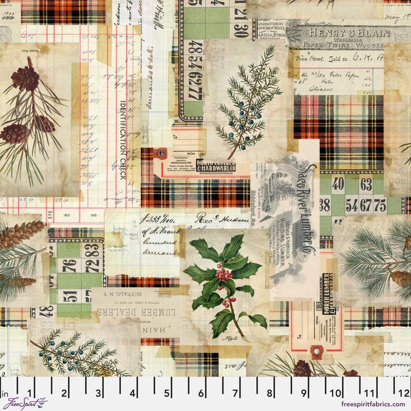 Woodland Collage - Priced by the 1/2 Yard/Cut Continuous - Holiday's Past by Tim Holtz for FreeSpirit Fabrics - PWTH197.MULTI