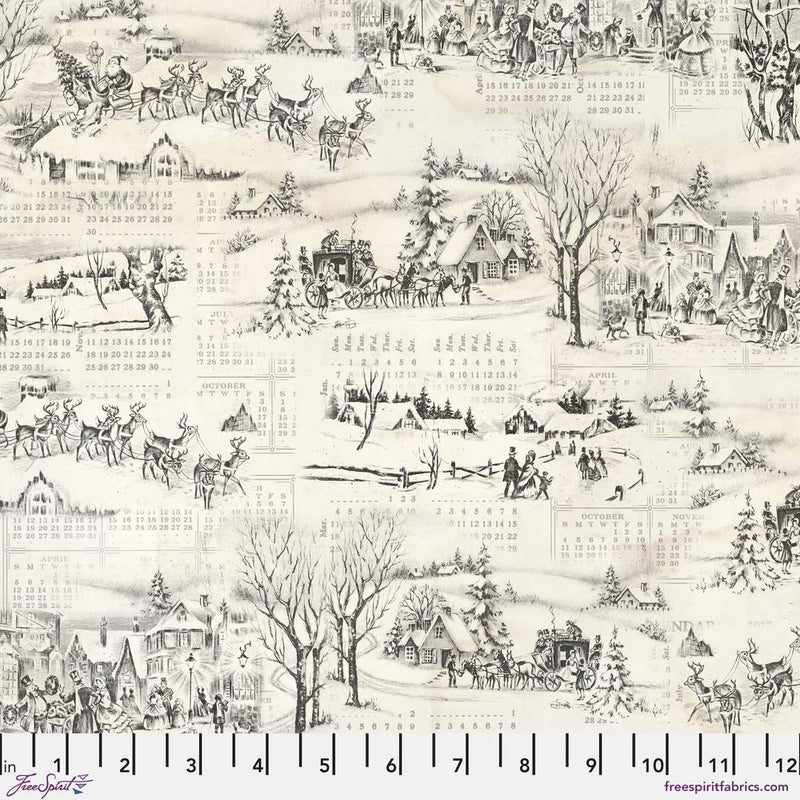 Winter Toile - Priced by the 1/2 Yard/Cut Continuous - Holiday's Past by Tim Holtz for FreeSpirit Fabrics - PWTH200.NEUTRAL