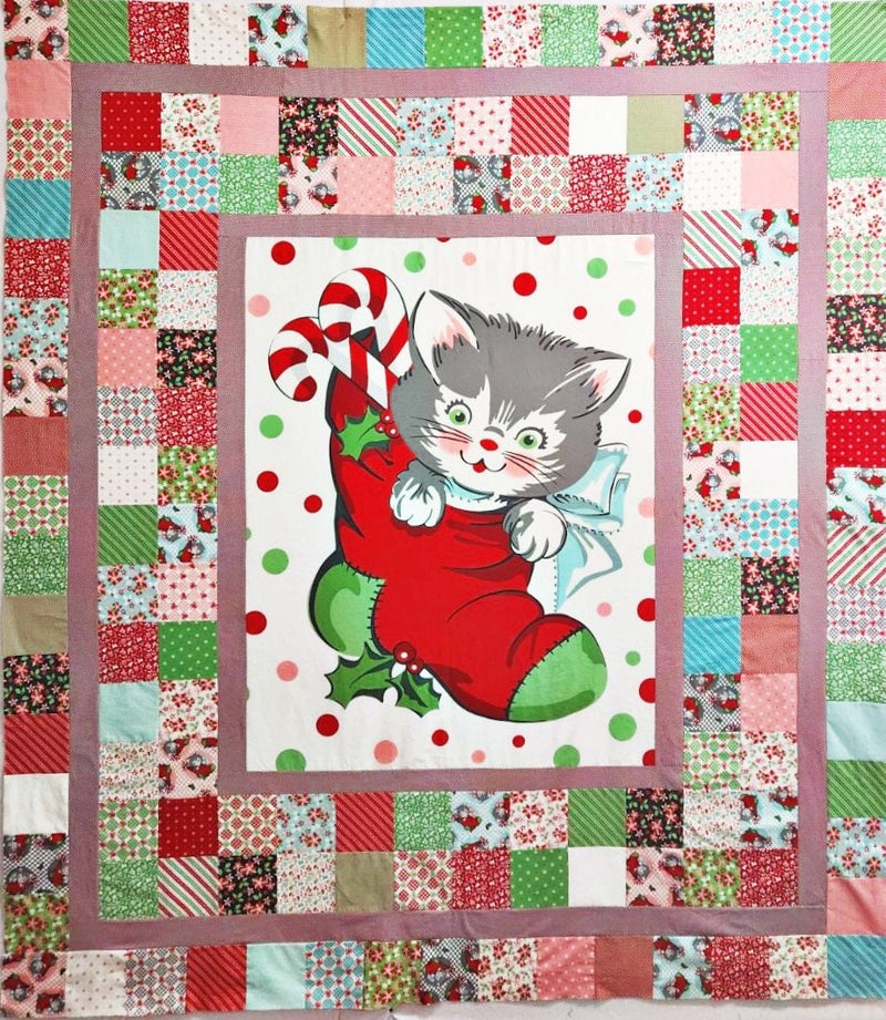 Kitty Christmas "Fluffy Biscuits" Quilt Kit - 70" x 77"