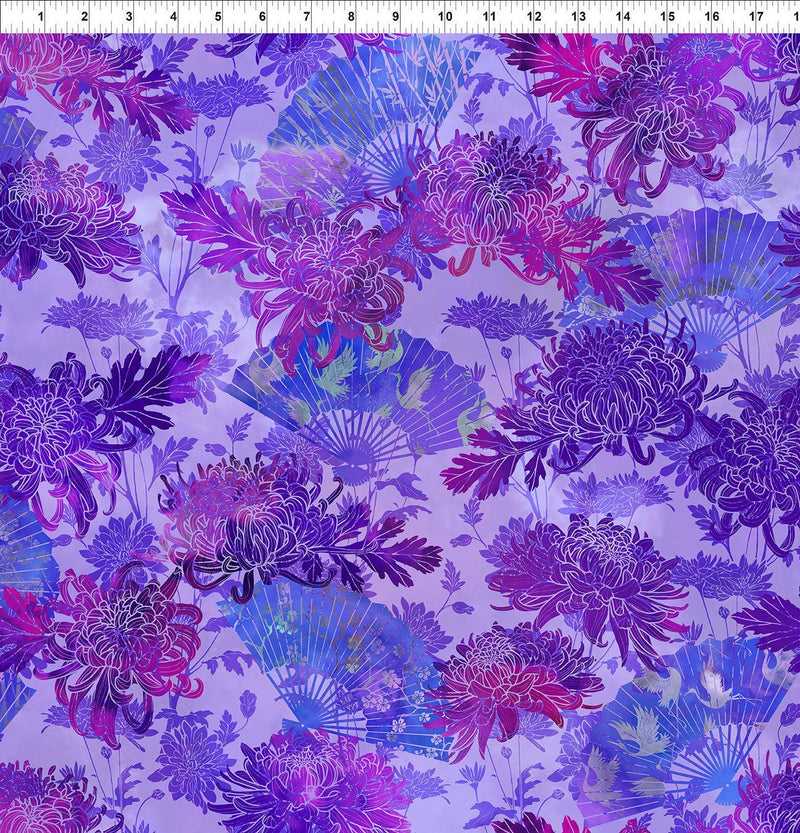 Oriental Gardens Fans & Mums - Priced by the Half Yard/Cut Continuous - Jason Yenter for In the Beginning Fabrics - 2OG 3