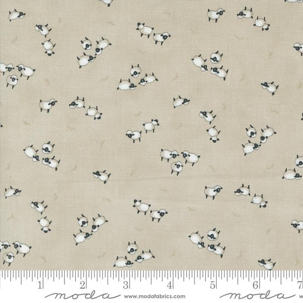 Sheep in the Pasture on Mushroom - Priced by the Half Yard/Cut Continuous - Deb Strain for Moda Fabrics - 56105 12