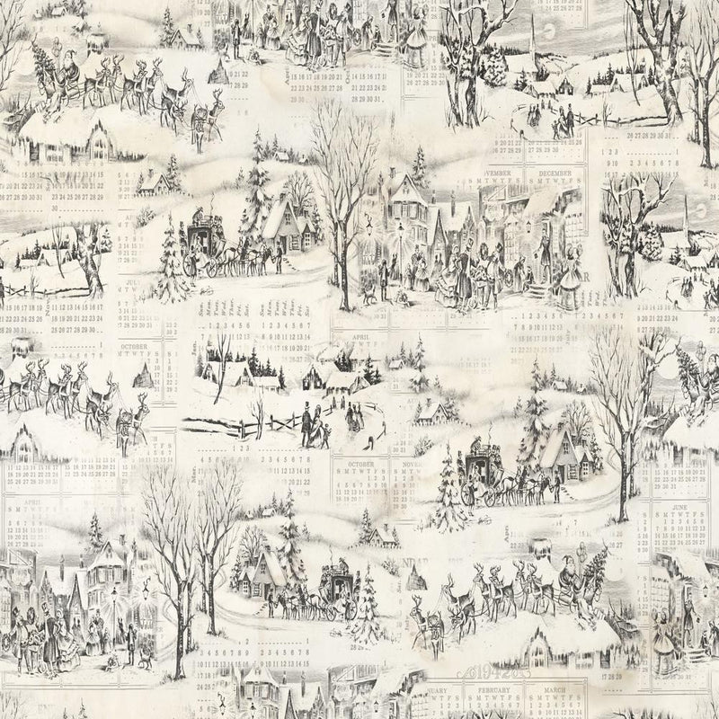 Winter Toile - Priced by the 1/2 Yard/Cut Continuous - Holiday's Past by Tim Holtz for FreeSpirit Fabrics - PWTH200.NEUTRAL