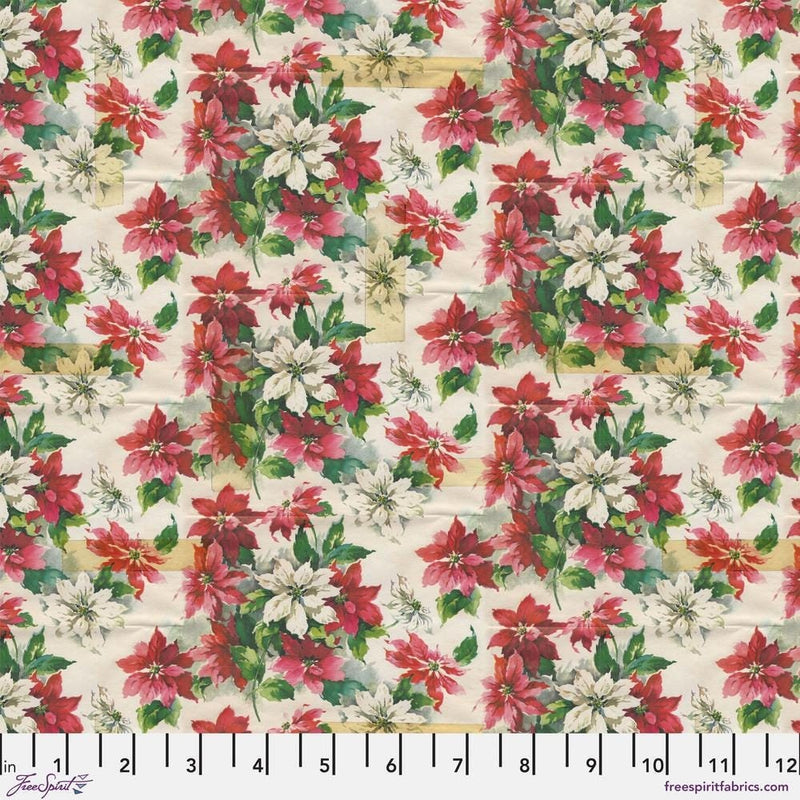 Poinsettia Print - Priced by the 1/2 Yard/Cut Continuous - Holiday's Past by Tim Holtz for FreeSpirit Fabrics - PWTH201.MULTI