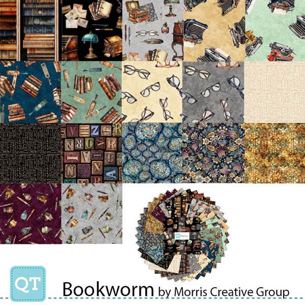 Pen & Ink Toss on Gray - Priced by the 1/2 Yard/Cut Continuous - Bookworm by Morris Creative Group for QT Fabrics - 30456 K