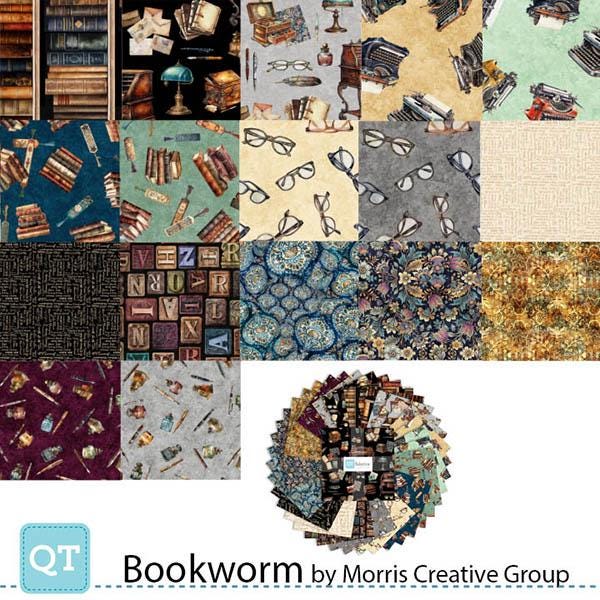 Pen & Ink Toss on Burgundy - Priced by the 1/2 Yard/Cut Continuous - Bookworm by Morris Creative Group for QT Fabrics - 30456 M