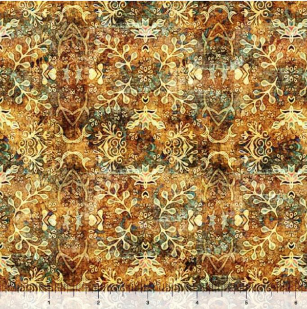 Textured Leaf Medallion - Priced by the 1/2 Yard/Cut Continuous - Bookworm by Morris Creative Group for QT Fabrics - 30455 S