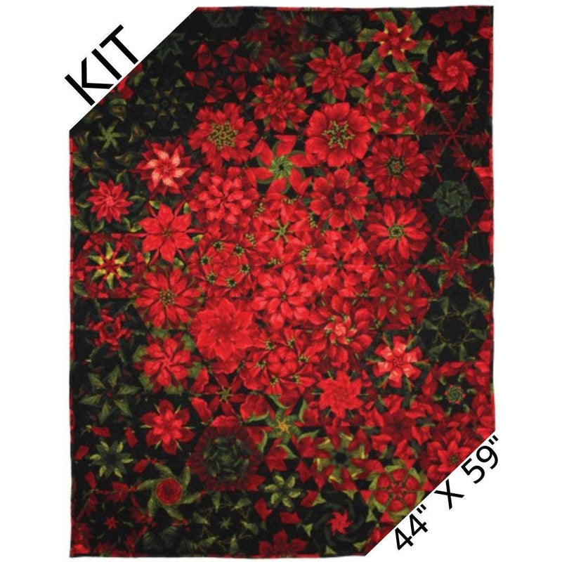 Poinsettia Millefiori Quilt Kit - One Block Wonder - 44" x 59"