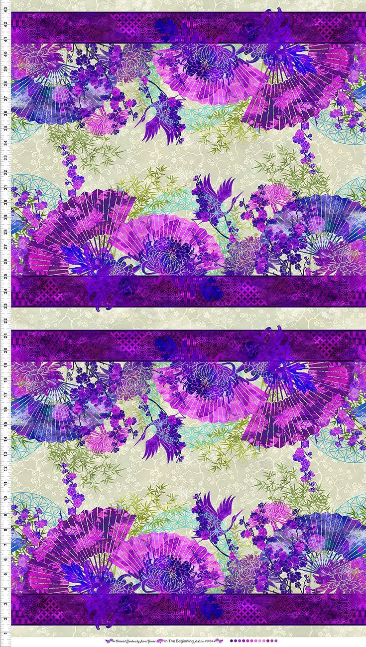 Oriental Gardens Fan Stripe - Priced by the Half Yard/Cut Continuous - Jason Yenter for In the Beginning Fabrics - 1OG 3