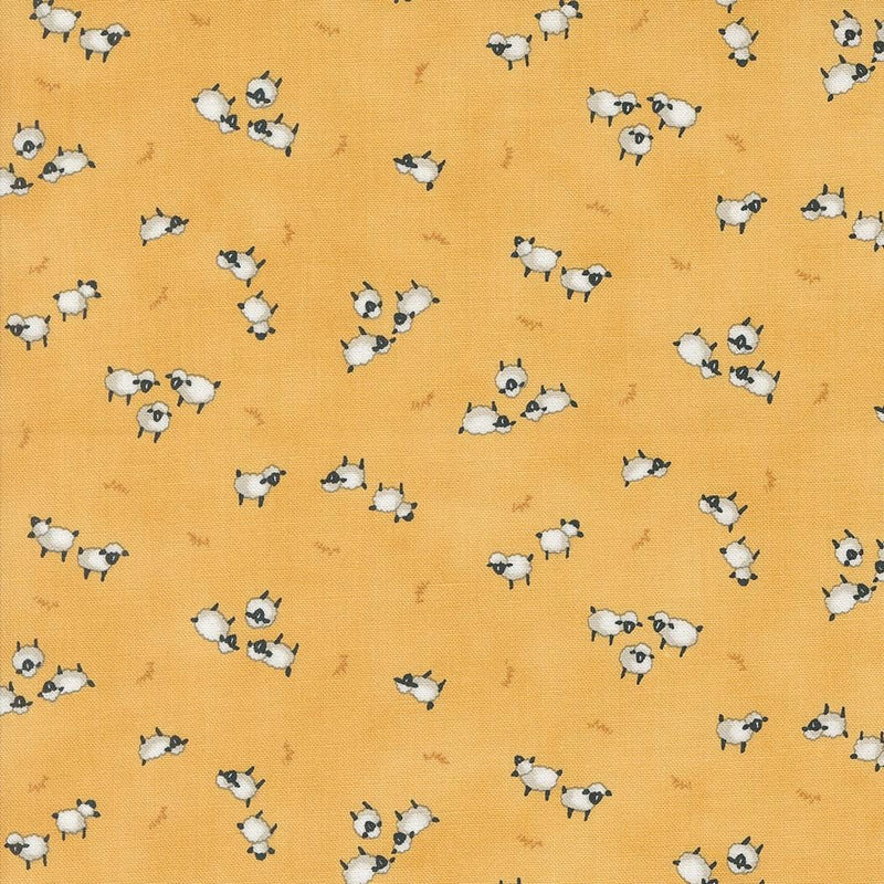 Sheep in the Pasture on Goldenrod - Priced by the Half Yard/Cut Continuous - Deb Strain for Moda Fabrics - 56105 15