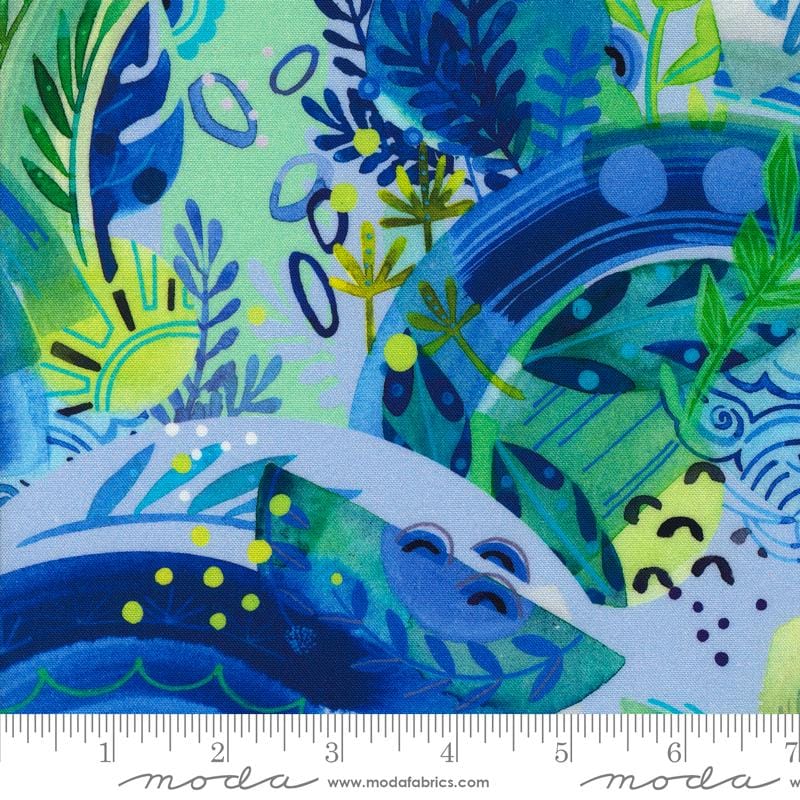 Rising Geometrics in color Sky - Priced by the Half Yard/Cut Continuous - Playgrounds by Amarilys Henderson for Moda Fabrics - 2260 13