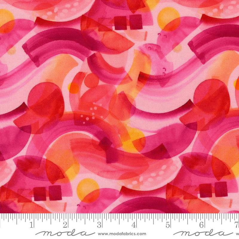 Abstract Waves Pink - Priced by the Half Yard/Cut Continuous - Playgrounds by Amarilys Henderson for Moda Fabrics - 2262 11