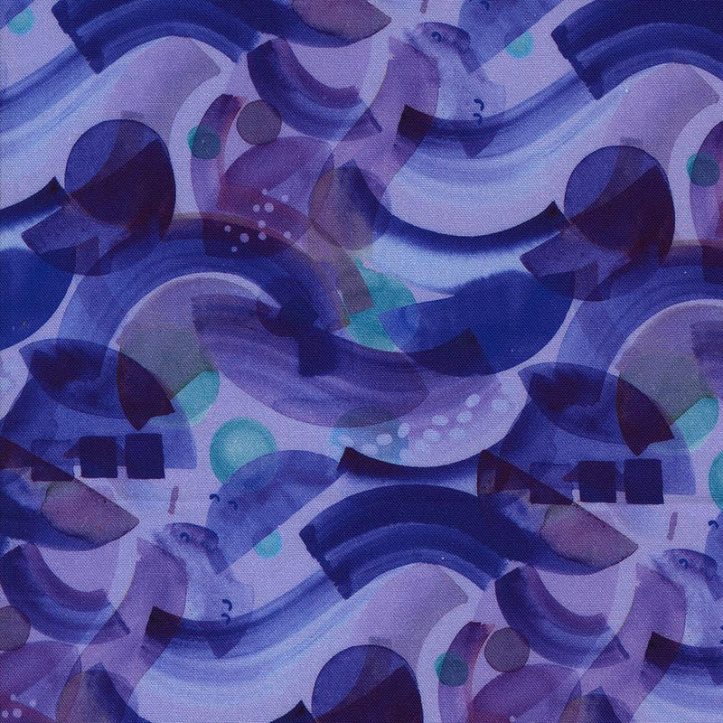 Abstract Waves Purple - Priced by the Half Yard/Cut Continuous - Playgrounds by Amarilys Henderson for Moda Fabrics - 2262 13