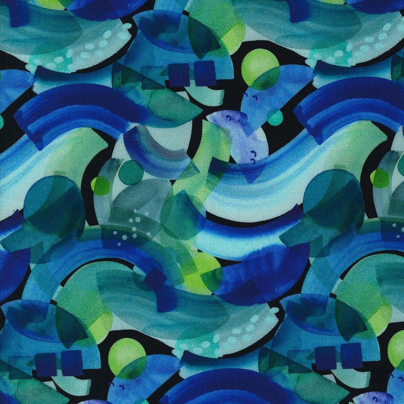 Abstract Waves Sky Blue - Priced by the Half Yard/Cut Continuous - Playgrounds by Amarilys Henderson for Moda Fabrics - 2262 14