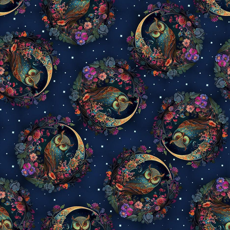 Night Garden Owls - Priced by the 1/2 Yard/Cut Continuous - Night Garden by JT Stewart for Blank Quilting - 3549-79