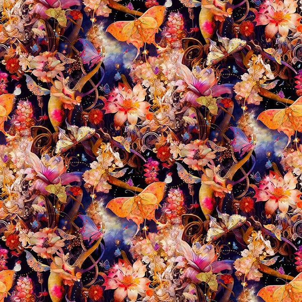 Night Garden Butterflies - Priced by the 1/2 Yard/Cut Continuous - Night Garden by JT Stewart for Blank Quilting - 3555-22