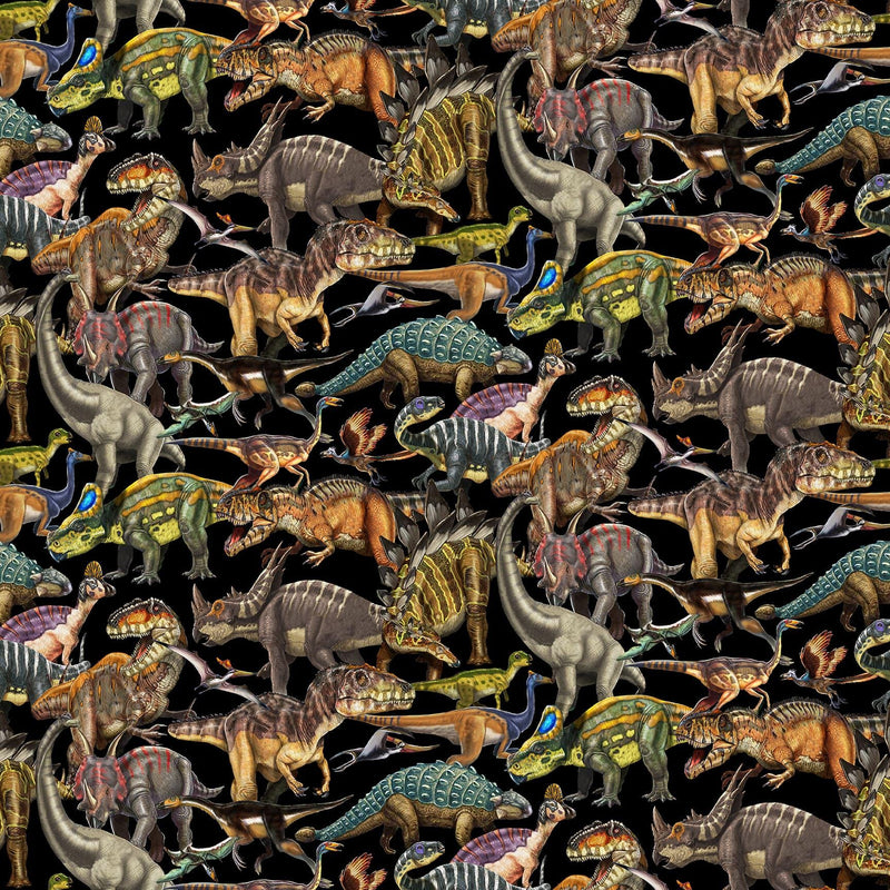 Packed Dinosaurs - Priced by the Half Yard/Cut Continuous - Land of the Giants by Franco Tempesta for Blank Quilting - 3379-99