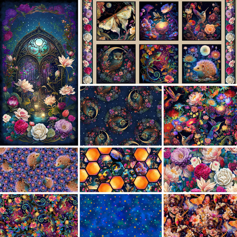 Night Garden Flowers - Priced by the 1/2 Yard/Cut Continuous - Night Garden by JT Stewart for Blank Quilting - 3553-50