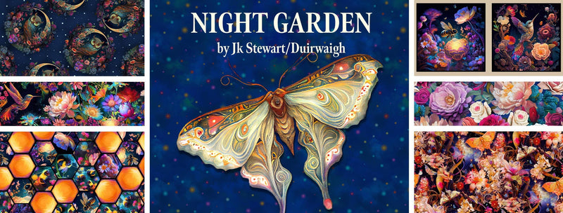 Night Garden Bees - Priced by the 1/2 Yard/Cut Continuous - Night Garden by JT Stewart for Blank Quilting - 3552-44