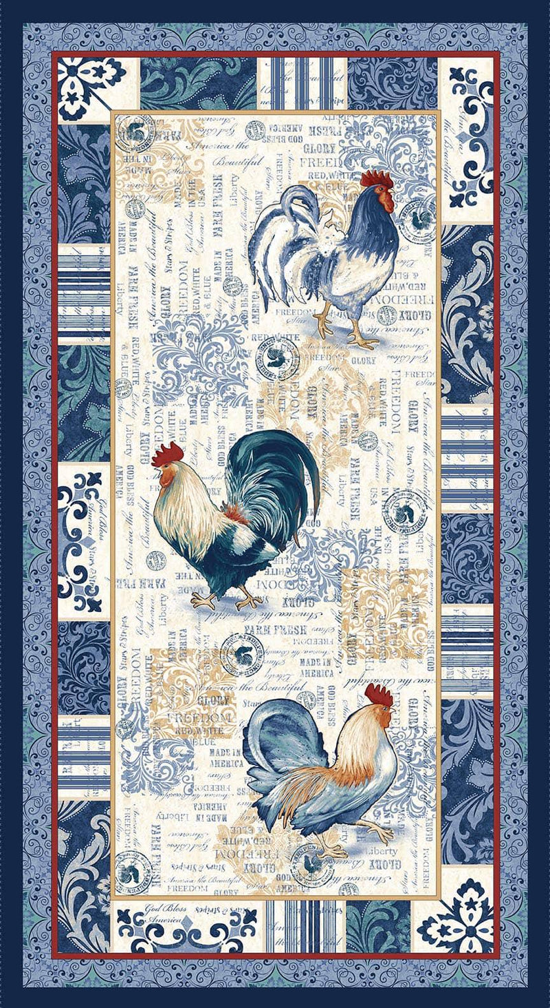 American Pride 24" Rooster Panel - Geoff Allen for Studio E Fabrics - 7923P-44