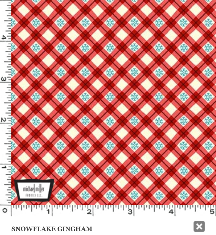 Snowflake Gingham Red - Vintage Christmas Michael Miller Fabrics - CX10375-RED