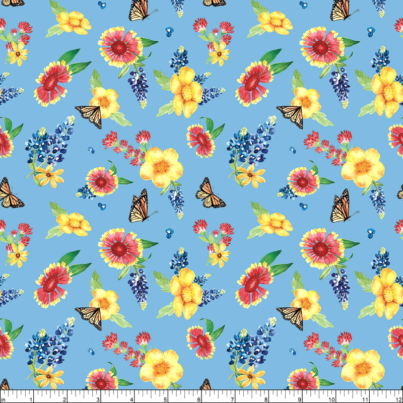 Bluebonnet Breeze Main Print on Sky - 100% Cotton - Riley Blake Designs - C11640–SKY