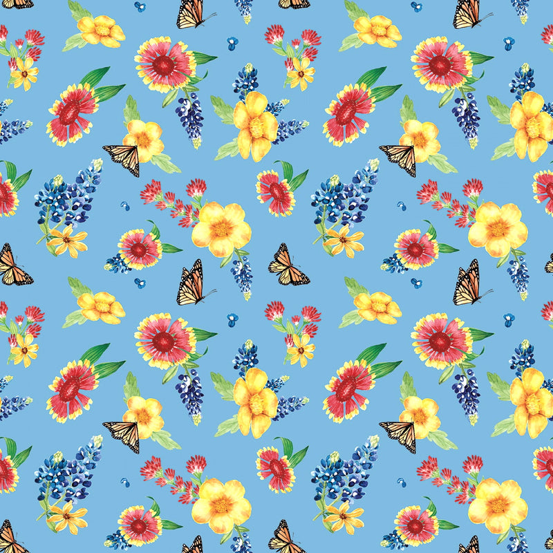 Bluebonnet Breeze Main Print on Sky - 100% Cotton - Riley Blake Designs - C11640–SKY