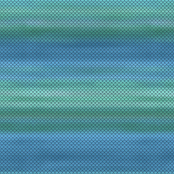 Fish Scale Ombré Green Blue - Mermaid Scales - Mermaid in Blue Jeans - 100% Cotton - Studio E Fabrics - 5586-61