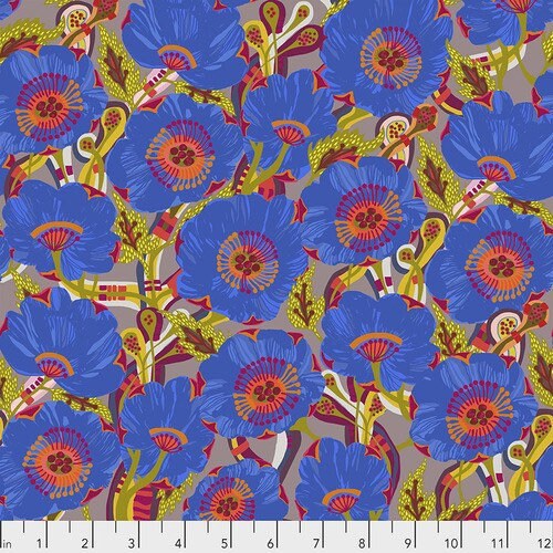 Sunshine Bloom by Sharon Newlin for Free Spirit Fabrics - 100% Cotton - Blue - Floral Fabric