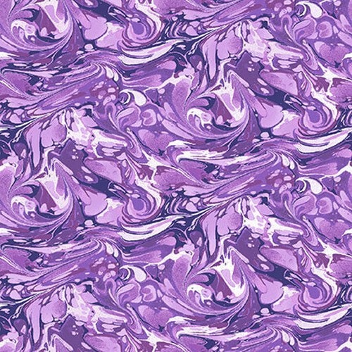 Pearl Luxe II Purple - Fabric By The Yard - 100% Cotton - Henry Glass - Marbled Fabric